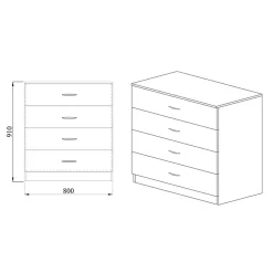 Comò  80x91h cm cassetti moderno noce Cavour Gihome®
