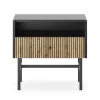 Comodino con 1 cassetto 55x52h cm moderno nero rovere cannettato Iulia