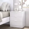 Comodino 50x58h cm 3 cassetti moderno bianco opaco Manuel