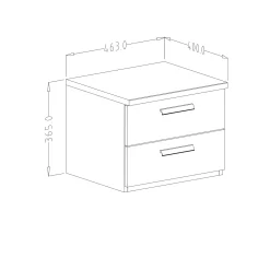 Comodino 46x37h cm 2 cassetti moderno rovere scuro nero Vulcano