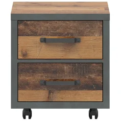 Comodino 46x51h cm 2 cassetti stile soft rovere scuro nero Urbania