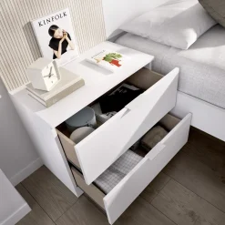 Comodino 46x50h cm 2 cassetti bianco opaco Manuel