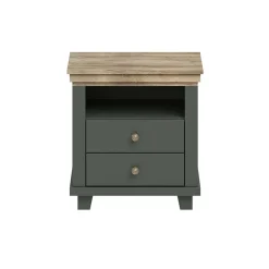 Comodino 52x54h cm 2 cassetti moderno verde quercia Texel