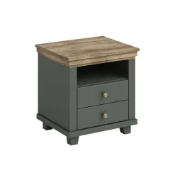 Comodino 52x54h cm 2 cassetti moderno verde quercia Texel