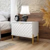 Comodino 50x40h cm 1 cassetto con frontali decorati bianco Amsterdam