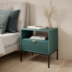 Comodino 54x56h cm 1 cassetto moderno verde Alisa