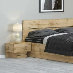 Comodino 45x32h cm 1 cassetto moderno design quercia Tamika