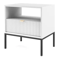 Comodino 54x56h cm 1 cassetto moderno bianco Alisa