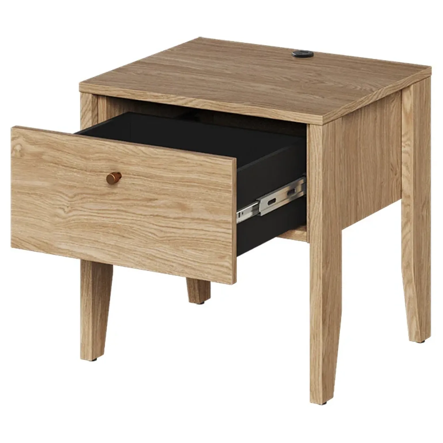 Comodino 45x46h cm 1 cassetto USB C rovere Noor