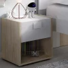 Comodino 40x42h cm 1 cassetto moderno rovere bianco Cairo