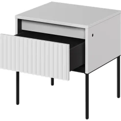 Comodino 46x50h cm cannettato bianco opaco nero Camelia