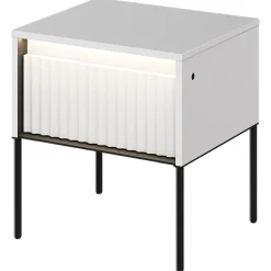 Comodino 46x50h cm cannettato bianco opaco nero Camelia
