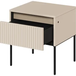 Comodino 46x50h cm cannettato beige nero Camelia