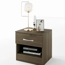 Comodino 40x41h cm  con cassetto moderno noce Selvaggia
