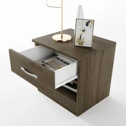 Comodino 40x41h cm  con cassetto moderno noce Selvaggia