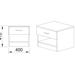 Comodino 40x41h cm  con cassetto moderno noce Selvaggia