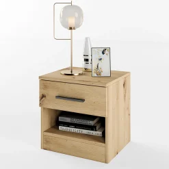 Comodino 40x41h cm  con cassetto moderno rovere rustico Selvaggia
