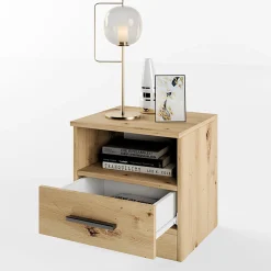 Comodino 40x41h cm  con cassetto moderno rovere rustico Selvaggia