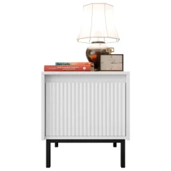 Comodino 45x50h cm design cannettato bianco Strike
