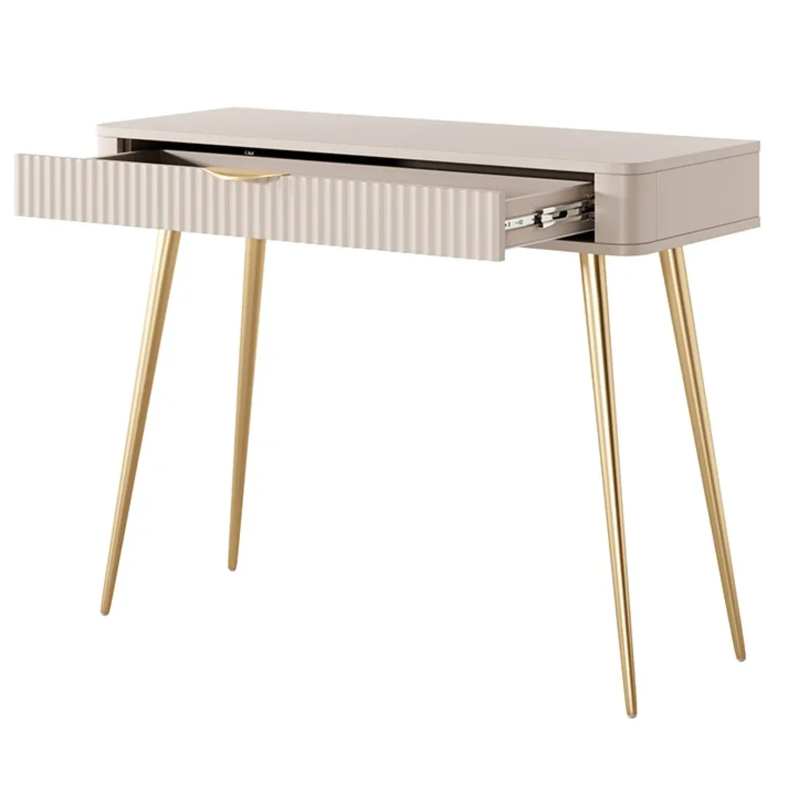 Consolle ingresso 100x78cm 1 cassetto beige cannettato Ramis