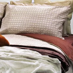 Copripiumino + federa letto singolo in cotone 155x200cm marrone terracotta Nabib