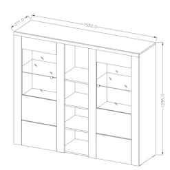 Credenza alta 155x130h cm 2 ante quercia rovere grigio Paloma 2