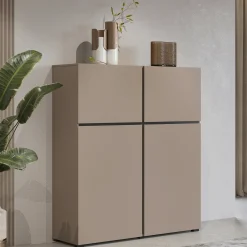 Credenza alta 120x140h cm 4 ante moderna tortora nero Lolla