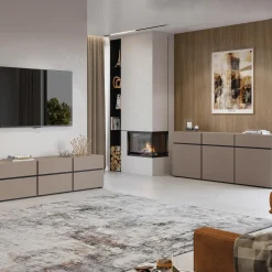 Credenza alta 120x140h cm 4 ante moderna tortora nero Lolla