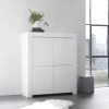 Credenza alta 110x140h cm 4 ante soggiorno moderna bianco opaco Bruma