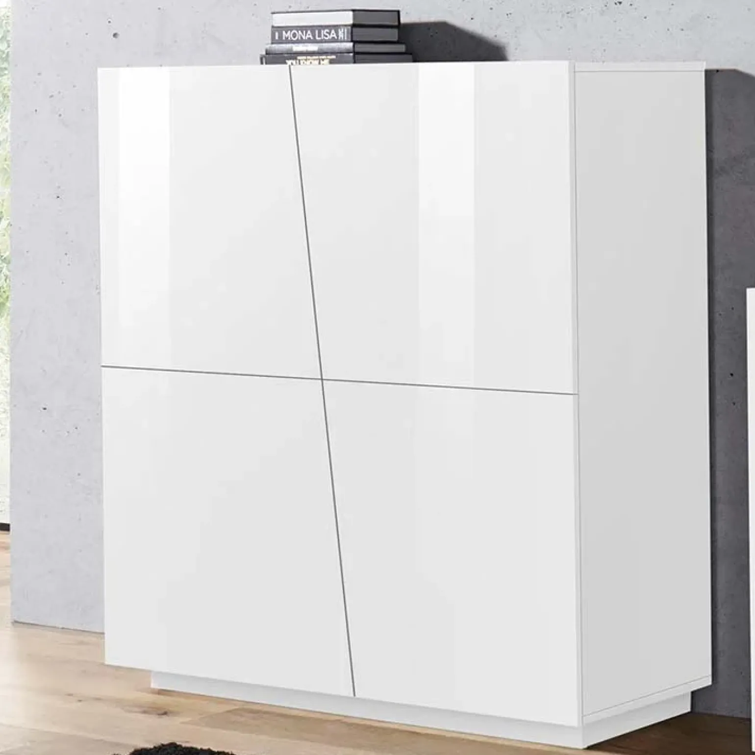 Credenza alta 120x126h cm 4 ante bianco lucido Candia Gihome®