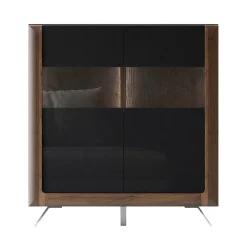 Credenza alta 129x137h cm 2 ante noce nero lucido Jumbo