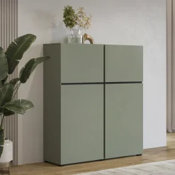 Credenza alta 120x140h cm 4 ante moderna verde nero Lolla