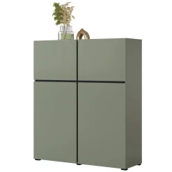 Credenza alta 120x140h cm 4 ante moderna verde nero Lolla