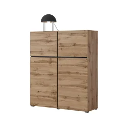Credenza alta 120x140h cm 4 ante moderna rovere nero Lolla