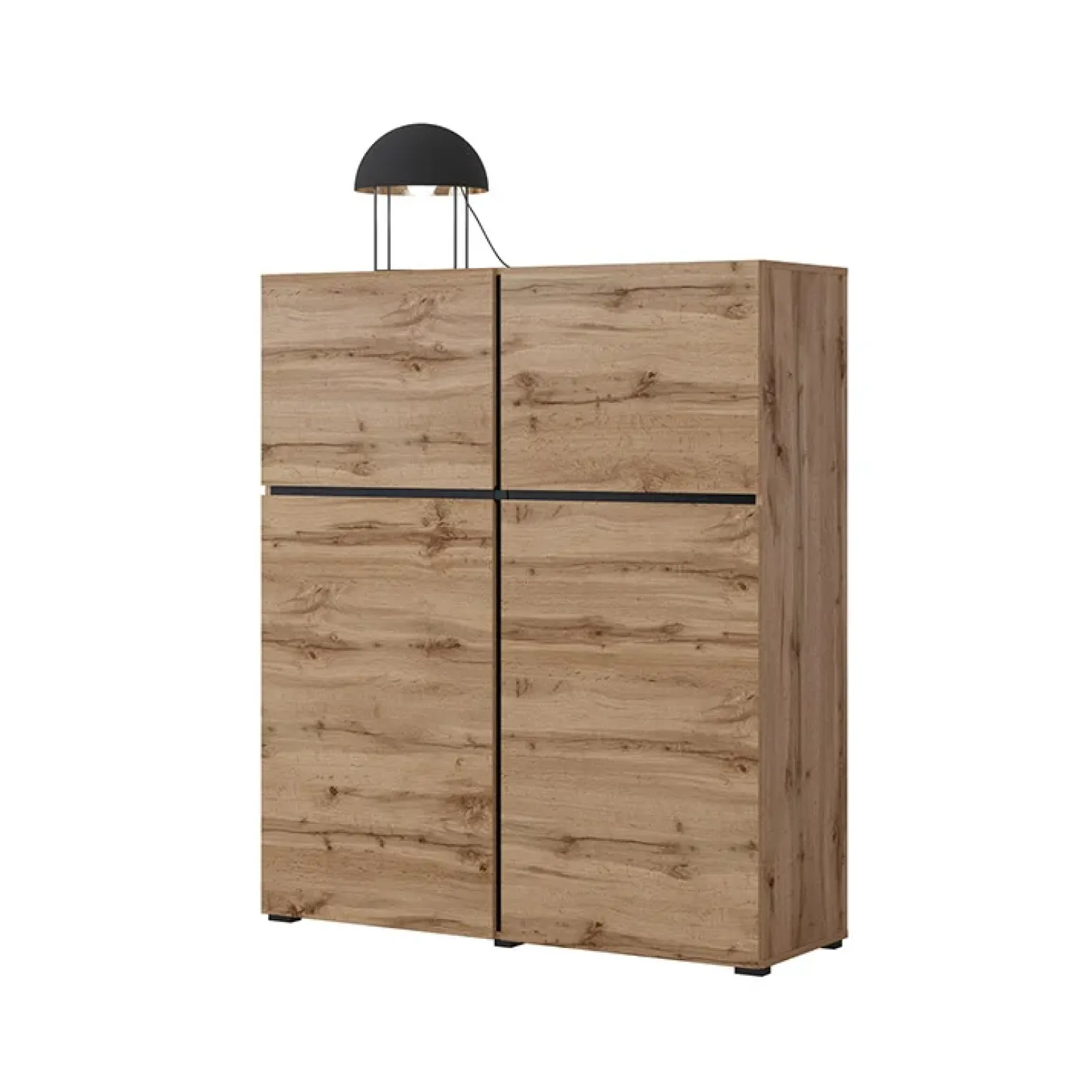 Credenza alta 120x140h cm 4 ante moderna rovere nero Lolla