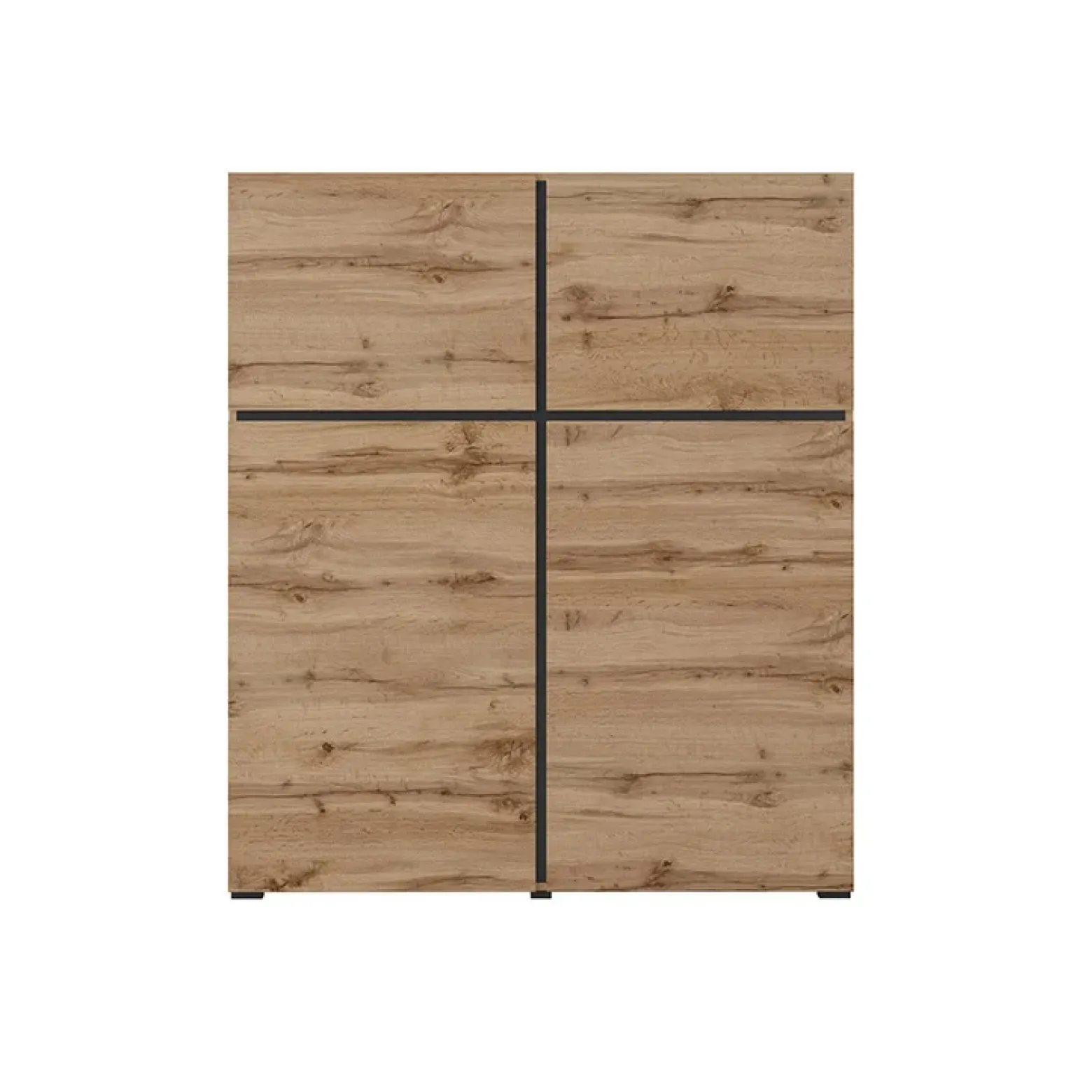 Credenza alta 120x140h cm 4 ante moderna rovere nero Lolla