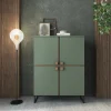 Credenza alta 108x144h cm 4 ante verde salvia scuro rovere Selvia