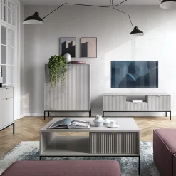 Credenza alta 104x125h cm 2 ante soggiorno grigio Alisa