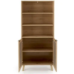 Credenza alta 80x173h cm con libreria 2 ante 3 vani moderna rovere Sombra