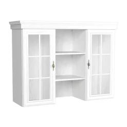 Credenza alta 128x195h cm con vetrina shabby bianco frassinato Kelly