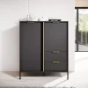 Credenza alta 103x123h cm moderna 2 ante 2 cassetti antracite Nebula