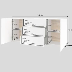 Credenza sospesa 140x63h cm moderna  bianca Fusion