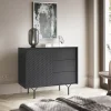 Credenza 97x83h cm 1 anta 3 cassetti  moderna antracite frassinato nero Parigi