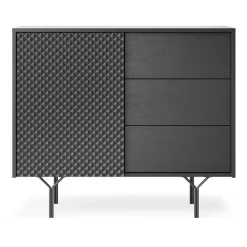 Credenza 97x83h cm 1 anta 3 cassetti  moderna antracite frassinato nero Parigi