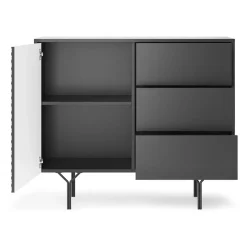 Credenza 97x83h cm 1 anta 3 cassetti  moderna antracite frassinato nero Parigi