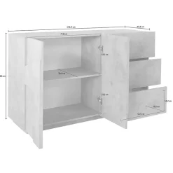 Credenza 143x86h cm 2 ante 3 cassetti moderna ossido Zenzero Gihome®