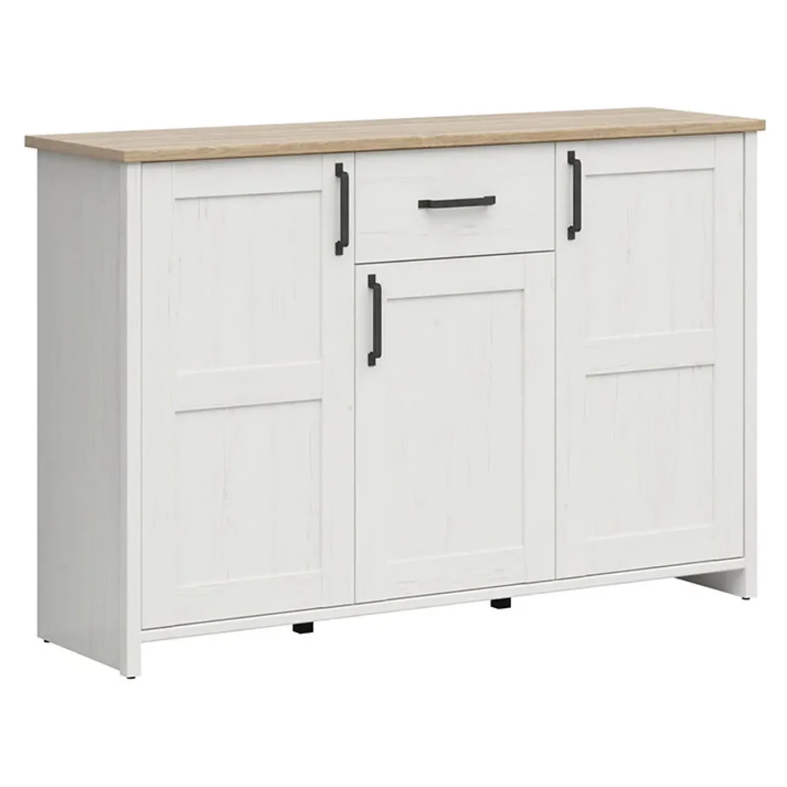 Credenza 148x99h cm 3 ante 1 cassetto scandinava bianco frassinato rovere Lars
