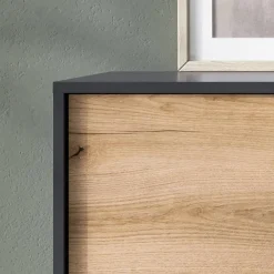 Credenza 154x77h cm 2 ante 3 cassetti moderna quercia nero Becca