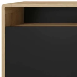 Credenza 238x75h cm 4 ante 4 vani a giorno moderna  nero opaco rovere Esmond