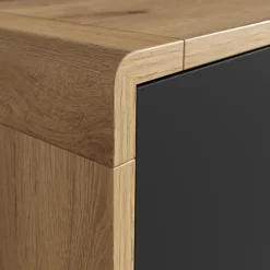 Credenza 238x75h cm 4 ante 4 vani a giorno moderna  nero opaco rovere Esmond